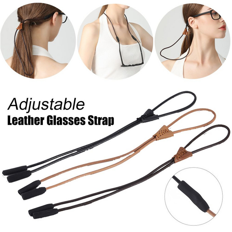 Regulējamas brilles Mērogojama virves siksna kakla aukla āda sporta brilles štropes Briļļu piederumi