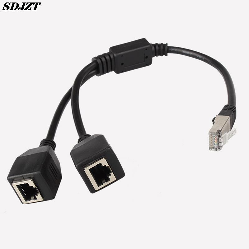 RJ45 Ethernet sadalītāja adapteris, 1 vīriņš–2 māte LAN tīkla sadalītāja atbalsts Cat6 interneta tīkla pagarinātāja vads