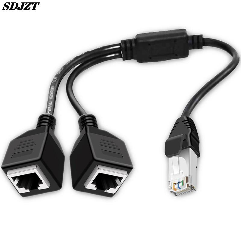 RJ45 Ethernet sadalītāja adapteris, 1 vīriņš–2 māte LAN tīkla sadalītāja atbalsts Cat6 interneta tīkla pagarinātāja vads