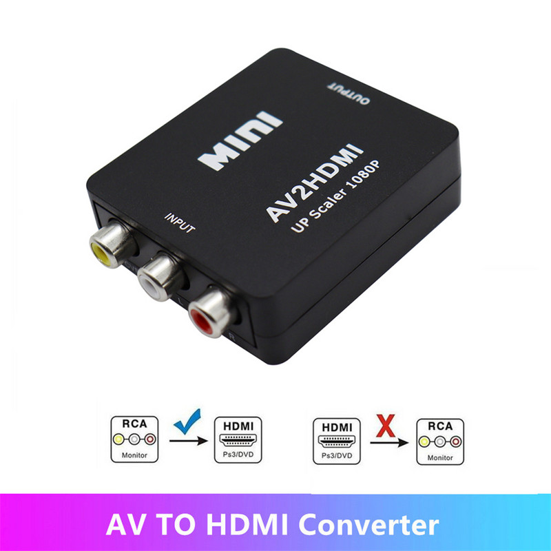 AV2HDMI-ühilduv 3RCA AV/CVSB L/R video HDMI-ühilduv AV-skaalaadapter HD Video Converter Box 1080P tugi NTSC PAL