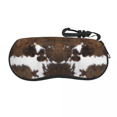 Simulated Cowhide Texture Glasses Case Portable Zipper Sunglasses Box Ins Eye Contacts Case