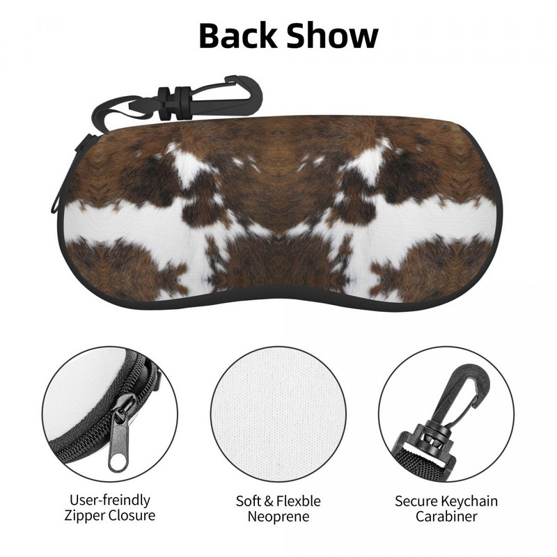 Simulált marhabőr textúrájú szemüvegtok Hordozható cipzáras napszemüveg tok Szemkontaktus tok