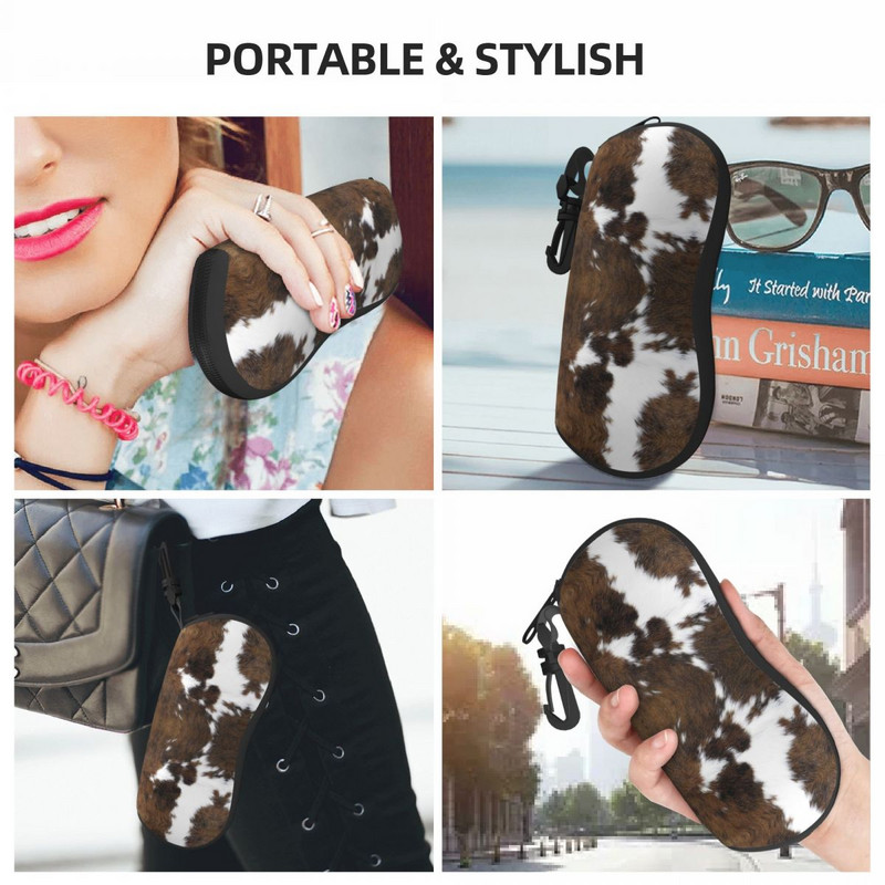 Simulált marhabőr textúrájú szemüvegtok Hordozható cipzáras napszemüveg tok Szemkontaktus tok