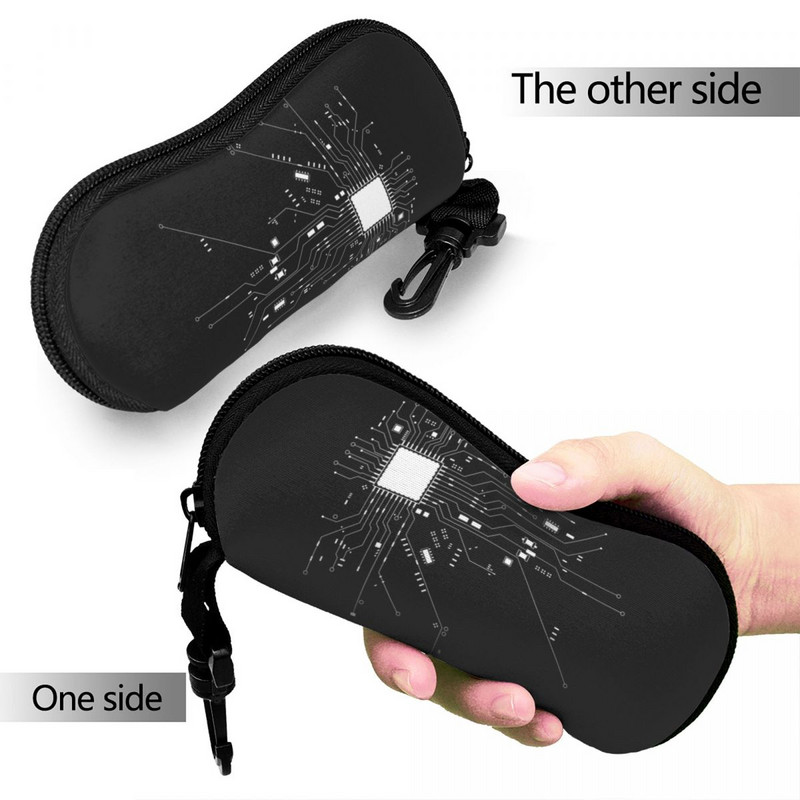Számítógép CPU Core Heart GEEK Nerd Freak Hacker PC Gamer szemüveg tok Kényelmes cipzáras napszemüveg doboz Bájos szemüvegtartó