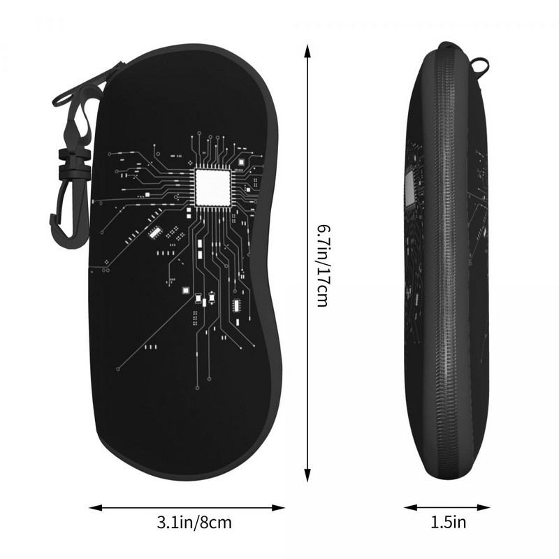 Számítógép CPU Core Heart GEEK Nerd Freak Hacker PC Gamer szemüveg tok Kényelmes cipzáras napszemüveg doboz Bájos szemüvegtartó