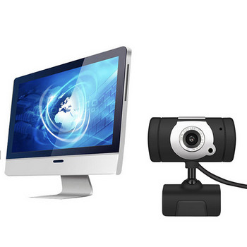Уеб камера без драйвери Видео чат Стъклена леща 480P 360 градуса Въртяща се уеб камера за настолен компютър Лаптоп черен