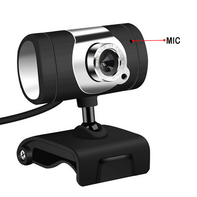 Driver-free Webcam Video Chat Glass Lens 480P 360 Degrees Rotating Webcam for Desktop Computer Laptop  Black