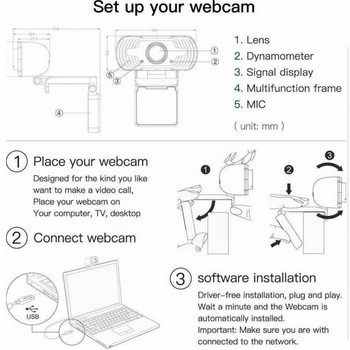 Webcam Webcam με μικρόφωνο Κάμερα υπολογιστή 1080p HD 4K κάμερα Web USB για υπολογιστή Full 60fps για υπολογιστή Webcam Κάμερα D9A4