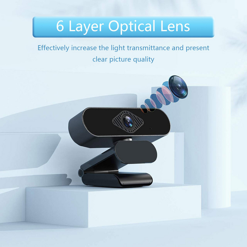 1080P HD kompiuterio internetinė kamera Full HD žiniatinklio kamera su privatumo dangteliu 95 laipsnių plataus kampo USB internetinė kamera su mikrofonu Pristatymas