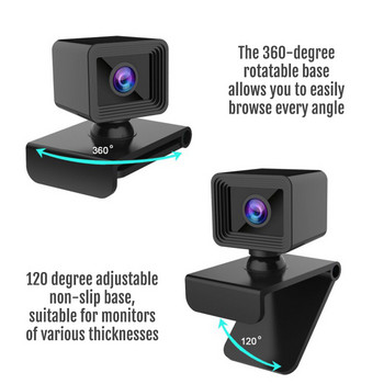 Уеб камера 1080p Full HD камера, CMOS сензор, USB 2.0, с микрофон за настолен компютър лаптоп, 2MP, 1920x1080 пиксела резолюция