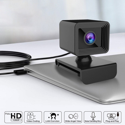 Tīmekļa kamera 1080p Full HD kamera, CMOS sensors, USB 2.0, ar mikrofonu datora klēpjdatoram galddatoram, 2MP, 1920x1080 pikseļu izšķirtspēja