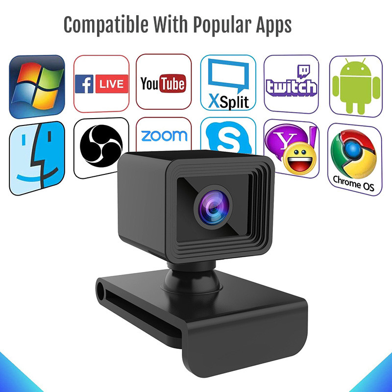 Interneto kamera 1080p Full HD kamera, CMOS jutiklis, USB 2.0, su mikrofonu nešiojamam kompiuteriui, 2 MP, 1920 x 1080 pikselių raiška