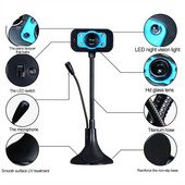 HD-veebikaamera USB-veebikaamera mürasummutava mikrofoniga 360-kraadise pöörlemisega veebikaamera CMOS koduarvutile arvuti-kontori õppemäng