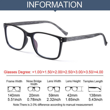 Очила за четене против синя светлина Жени Мъже Wood Grain Класически очила за пресбиопия Far Sight Vision Care +1.0~+4.0 Очила