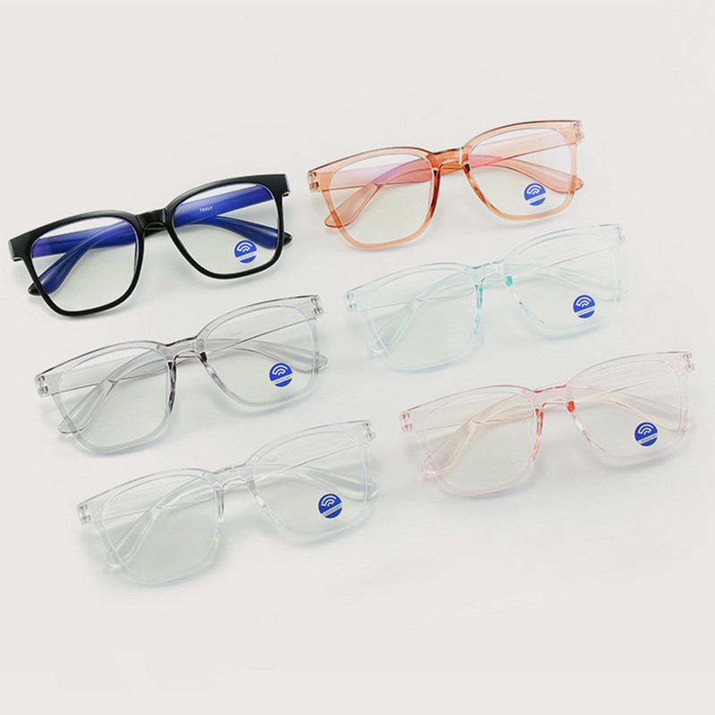 Madingi akiniai prieš mėlyną šviesą skaidrūs stačiakampiai rėmeliai moterims vyriški kompiuteriniai žaidimai akių gamybai paprasti akiniai