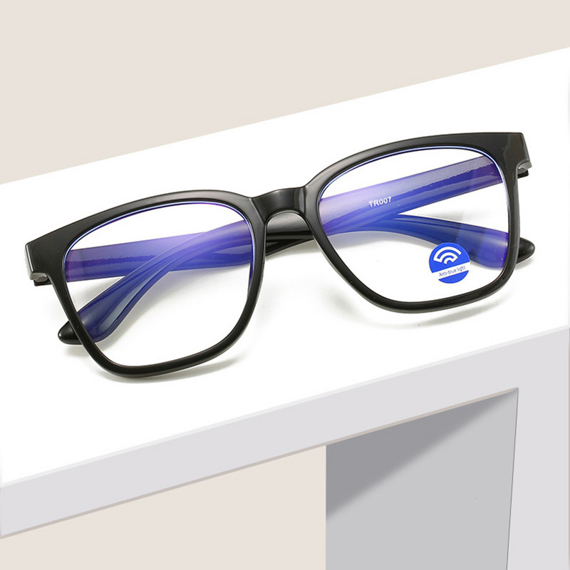 Madingi akiniai prieš mėlyną šviesą skaidrūs stačiakampiai rėmeliai moterims vyriški kompiuteriniai žaidimai akių gamybai paprasti akiniai