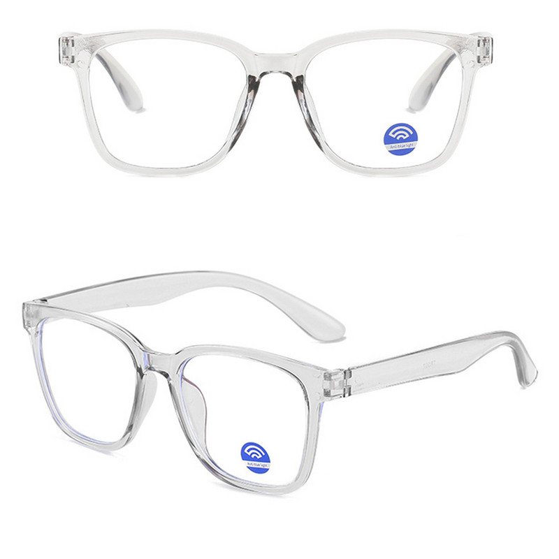 Madingi akiniai prieš mėlyną šviesą skaidrūs stačiakampiai rėmeliai moterims vyriški kompiuteriniai žaidimai akių gamybai paprasti akiniai
