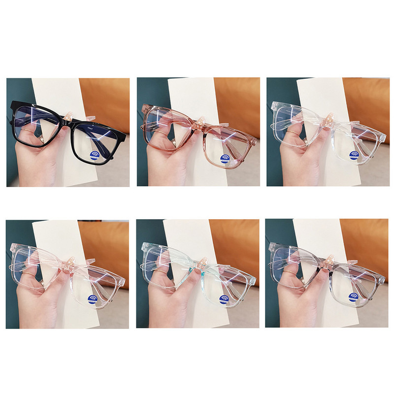 Madingi akiniai prieš mėlyną šviesą skaidrūs stačiakampiai rėmeliai moterims vyriški kompiuteriniai žaidimai akių gamybai paprasti akiniai