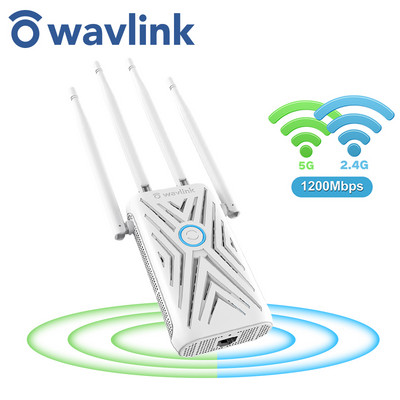 1200Mbps WiFi kartotuvo plėstuvas dviejų juostų WiFi signalo stiprintuvas 2,4G ir 5G ilgo nuotolio signalo kartotuvas 4 × 5 Dbi antenų prieigos taškas
