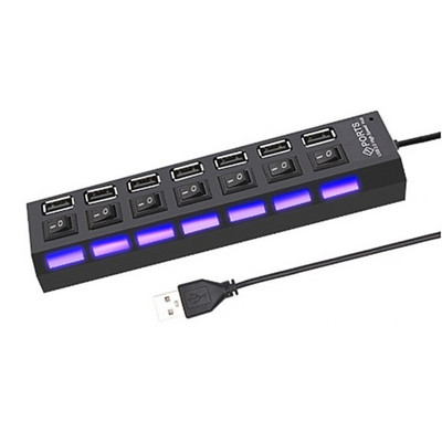 RYRA USB 2.0 šakotuvas USB šakotuvas 2.0 kelių USB skirstytuvo šakotuvas Naudokite maitinimo adapterį 4/7 prievadų kelių plėstuvo 2.0 USB šakotuvas su jungikliu kompiuteriui