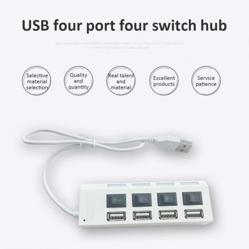 RYRA USB 2.0 šakotuvas USB šakotuvas 2.0 kelių USB skirstytuvo šakotuvas Naudokite maitinimo adapterį 4/7 prievadų kelių plėstuvo 2.0 USB šakotuvas su jungikliu kompiuteriui
