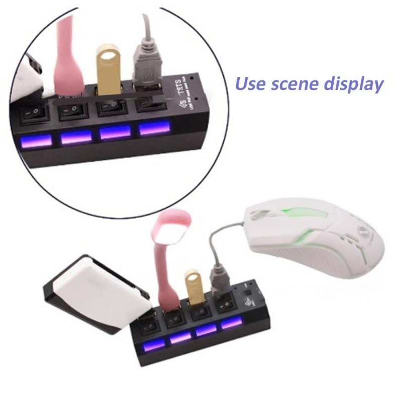 RYRA USB 2.0 šakotuvas USB šakotuvas 2.0 kelių USB skirstytuvo šakotuvas Naudokite maitinimo adapterį 4/7 prievadų kelių plėstuvo 2.0 USB šakotuvas su jungikliu kompiuteriui