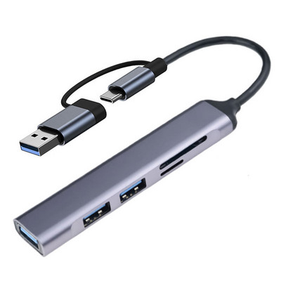 C tipo stebulės USB koncentratorius USB 3.0 USB 2.0 TF / SD 5 prievadų kelių skirstytuvas OTG, skirtas Lenovo HUAWEI Xiaomi aliuminio lydinio USB 3.0 šakotuvui asmeniniam kompiuteriui