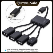 RYRA 4-portový Micro USB 2.0 HUB 4-v-1 OTG Hub napájací adaptér kábel pre Android telefón tablet PC