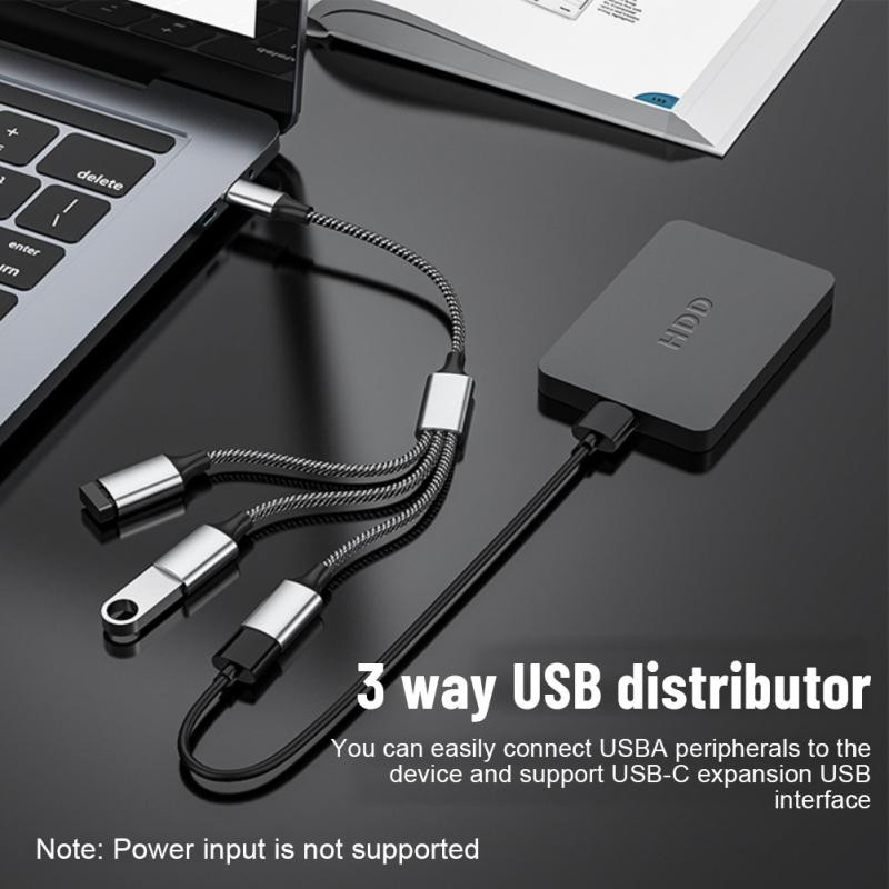 RYRA USB C Hub 4 prievadas C tipo šakotuvas USB 2.0 skirstytuvas didelės spartos OTG adapteris nešiojamas keitiklis, skirtas asmeniniam kompiuteriui, telefonui, nešiojamam kompiuteriui