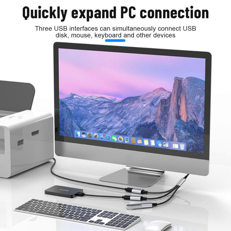 RYRA USB C Hub 4 prievadas C tipo šakotuvas USB 2.0 skirstytuvas didelės spartos OTG adapteris nešiojamas keitiklis, skirtas asmeniniam kompiuteriui, telefonui, nešiojamam kompiuteriui