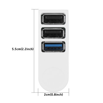 Универсален мини въртящ се 3-портов USB 3.0 хъб, високоскоростен пренос на данни, сплитер, кутия, адаптер, USB разширител за компютър, лаптоп MacBook Pro