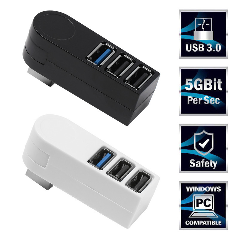 Universalus mini pasukamas 3 prievadų USB 3.0 šakotuvas didelės spartos duomenų perdavimo skirstytuvo dėžutės adapteris USB plėstuvas, skirtas asmeniniam nešiojamajam kompiuteriui MacBook Pro