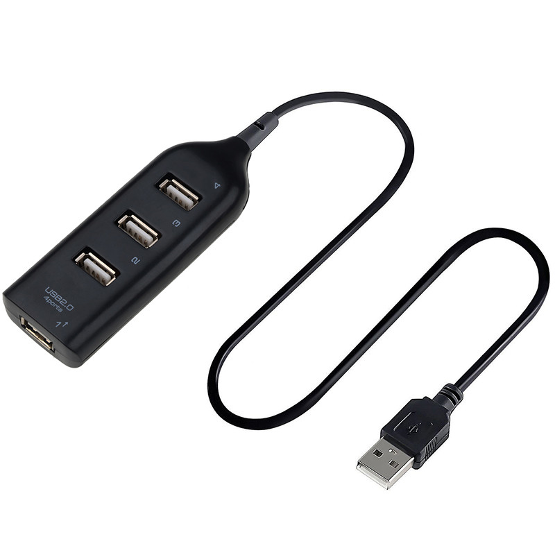 Didelės spartos USB šakotuvas 4 prievadas USB 2.0 su kabeliu Mini USB skirstytuvo šakotuvas Naudokite maitinimo adapterio kelis lizdus nešiojamam kompiuteriui nešiojamam kompiuteriui