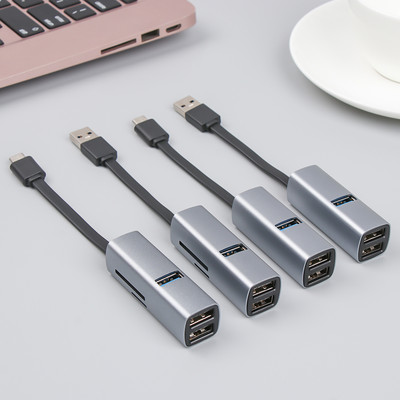 USB C HUB C tipa dokstacijas 3 pieslēgvieta 5 porta USB 3.0 sadalītāja paplašinātāja OTG adapteris mobilajam tālrunim klēpjdatora automašīnas alumīnija sakausējums
