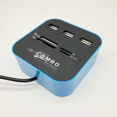OULLX USB 2.0 Hub Combo Splitter 3 θυρών Βάση σύνδεσης All in One SD TF M2 MS/Pro Duo Card Reader Adapter για φορητό υπολογιστή