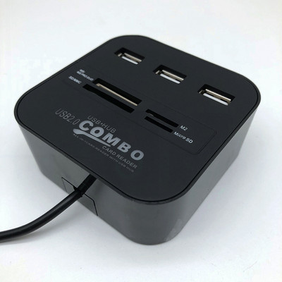 OULLX USB 2.0 Hub Combo Splitter 3 θυρών Βάση σύνδεσης All in One SD TF M2 MS/Pro Duo Card Reader Adapter για φορητό υπολογιστή