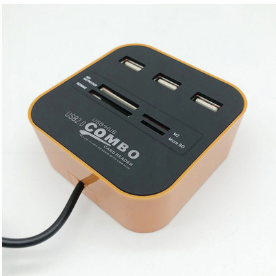 OULLX USB 2.0 Hub Combo Splitter 3 θυρών Βάση σύνδεσης All in One SD TF M2 MS/Pro Duo Card Reader Adapter για φορητό υπολογιστή