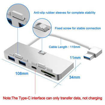 Алуминиева сплав USB 3.0 HUB Multiport Adapter Splitter Expansion Dock TF Card Reader For iMac 21.5 27 PRO Slim Unibody Computer