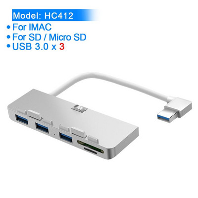 Aliuminio lydinio USB 3.0 HUB kelių prievadų adapterio skirstytuvo išplėtimo doko TF kortelių skaitytuvas, skirtas iMac 21.5 27 PRO Slim Unibody Computer