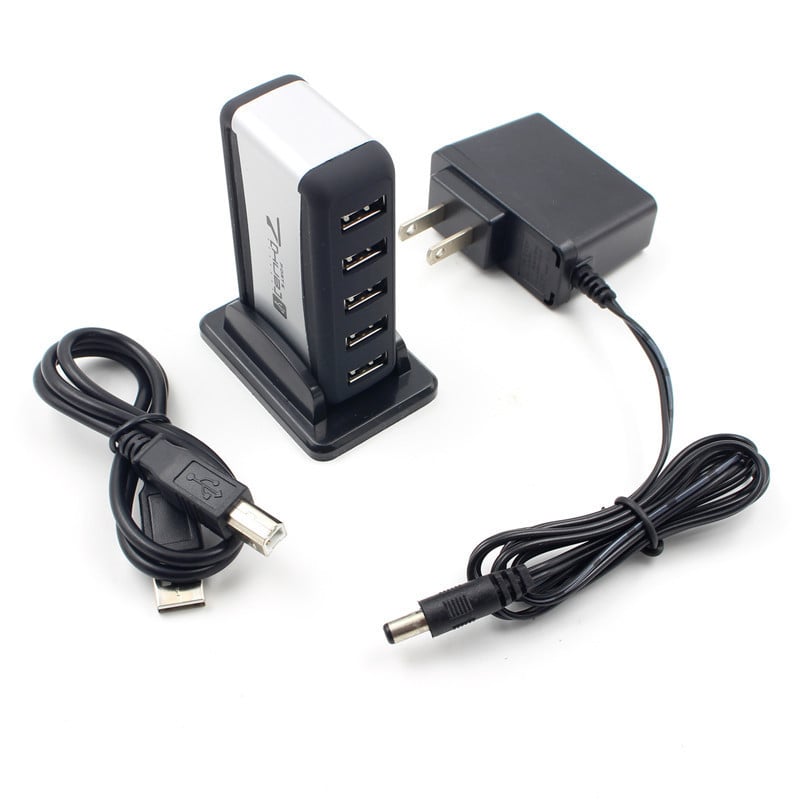 RYRA Durable 7 priključaka Hi-Speed USB 2.0 Hub 5V prijenosni mini razdjelnik konektor s osnovnim adapterom Napajanje za PC prijenosno računalo tablet