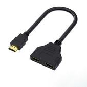 koncentratorius hdmi iki 2x hdmi 1 in 2 išvesties prijungimo stotis HD vaizdo signalo išvestis Adapteris kompiuteriui biuro nešiojamam kompiuteriui Projektorius TV Macbook