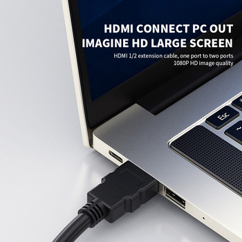 хъб hdmi към 2x hdmi 1 в 2 изход докинг станция hd видео изходен сигнал адаптер за компютър офис лаптоп проектор телевизор macbook