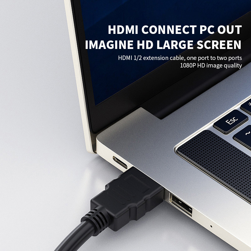 koncentratorius hdmi iki 2x hdmi 1 in 2 išvesties prijungimo stotis HD vaizdo signalo išvestis Adapteris kompiuteriui biuro nešiojamam kompiuteriui Projektorius TV Macbook