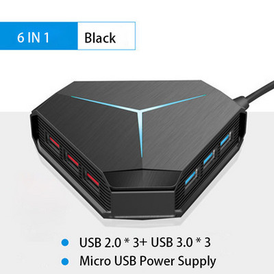 USB čvorište USB 3.0 čvorište USB razdjelnik Multi USB 2.0/3.0 čitač kartica Slušalice, utičnica za mikrofon 6 priključaka čvorište za prijenosno stolno računalo