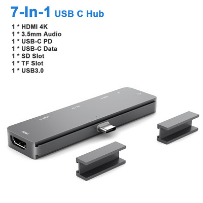 Προσαρμογέας διανομέα USB C για IPad Pro IPad Air MacBook ProAir 7/5/4 σε 1 βάση σύνδεσης με υποδοχή ήχου 4K HDMI USB-C PD SD/TF 3,5 mm