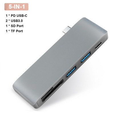 USB C Hub Type C Adapter Docking Station su 2 USB 3.0 TF SD Reader PD Thunderbolt 3 MacBook Pro Air M1 2020 2019 2018 2017 m.