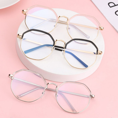 Винтидж очила против синя светлина Модни прости офис очила Метални рамки Оптично огледало Жени Мъже Прозрачни прозрачни очила