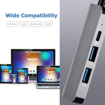 4 в 1 USB C хъб Многопортов адаптер с 4K HDMI USB 3.0 87W PD Thunderbolt 3 USB хъб за лаптопи Macbook Pro/Air Xiaomi Notebook