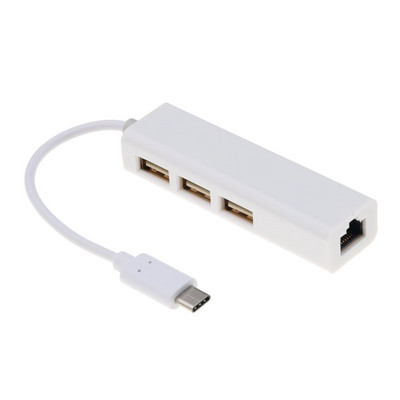 C tipo USB koncentratorius C tipo skirstytuvas USB C koncentratorius iki RJ45 tinklo plokštė 100M USB 2.0 šakotuvas, skirtas kompiuteriui nešiojamojo kompiuterio adapteris 4 prievadų doko stotis