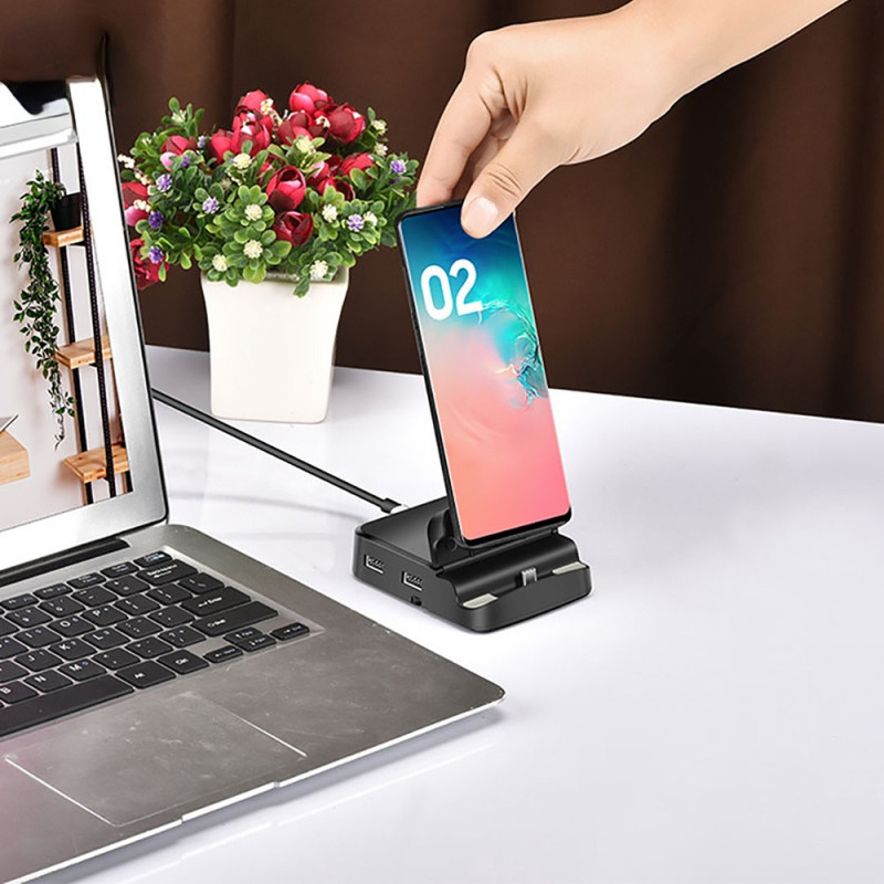 8 viename USB C HUB prijungimo stotelė Telefono įkrovimo stovas 4K HDMI C tipo HDMI dokas, skirtas MACBOOK PRO išmaniajam telefonui Samsung Ipad Huawei